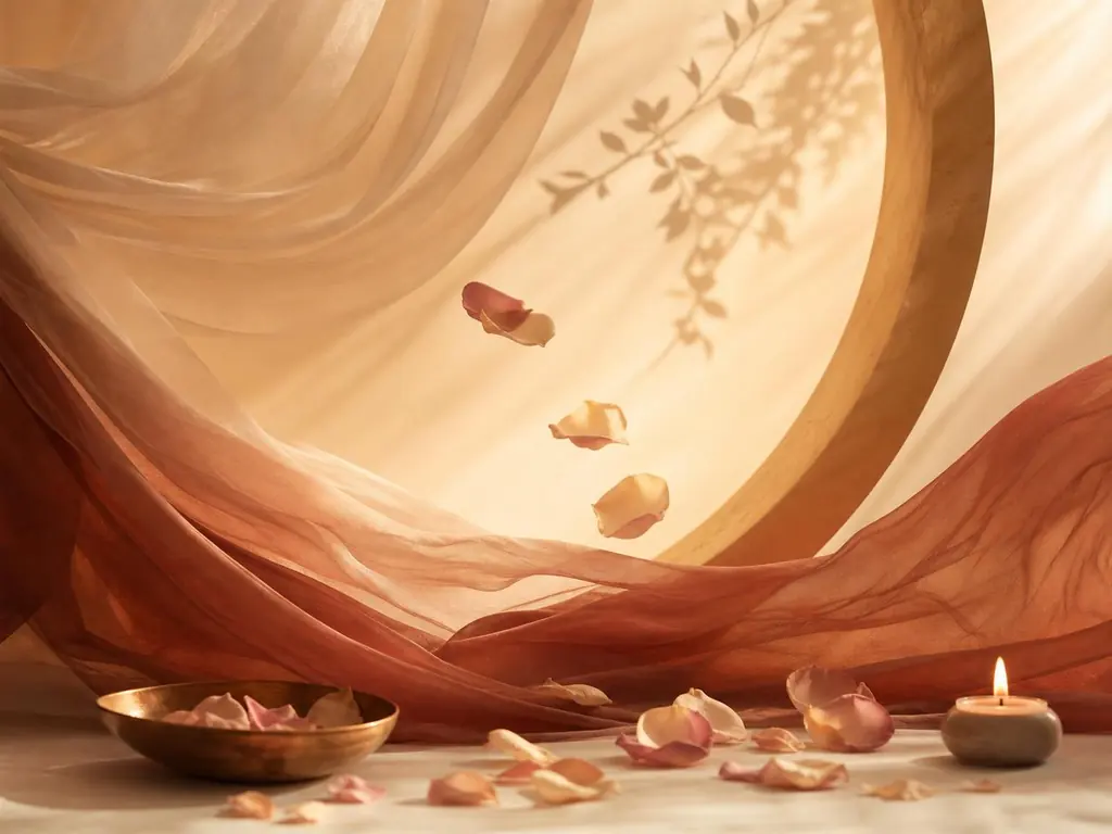 Silk, petals and warm light: harmony between the sacred and the sensory