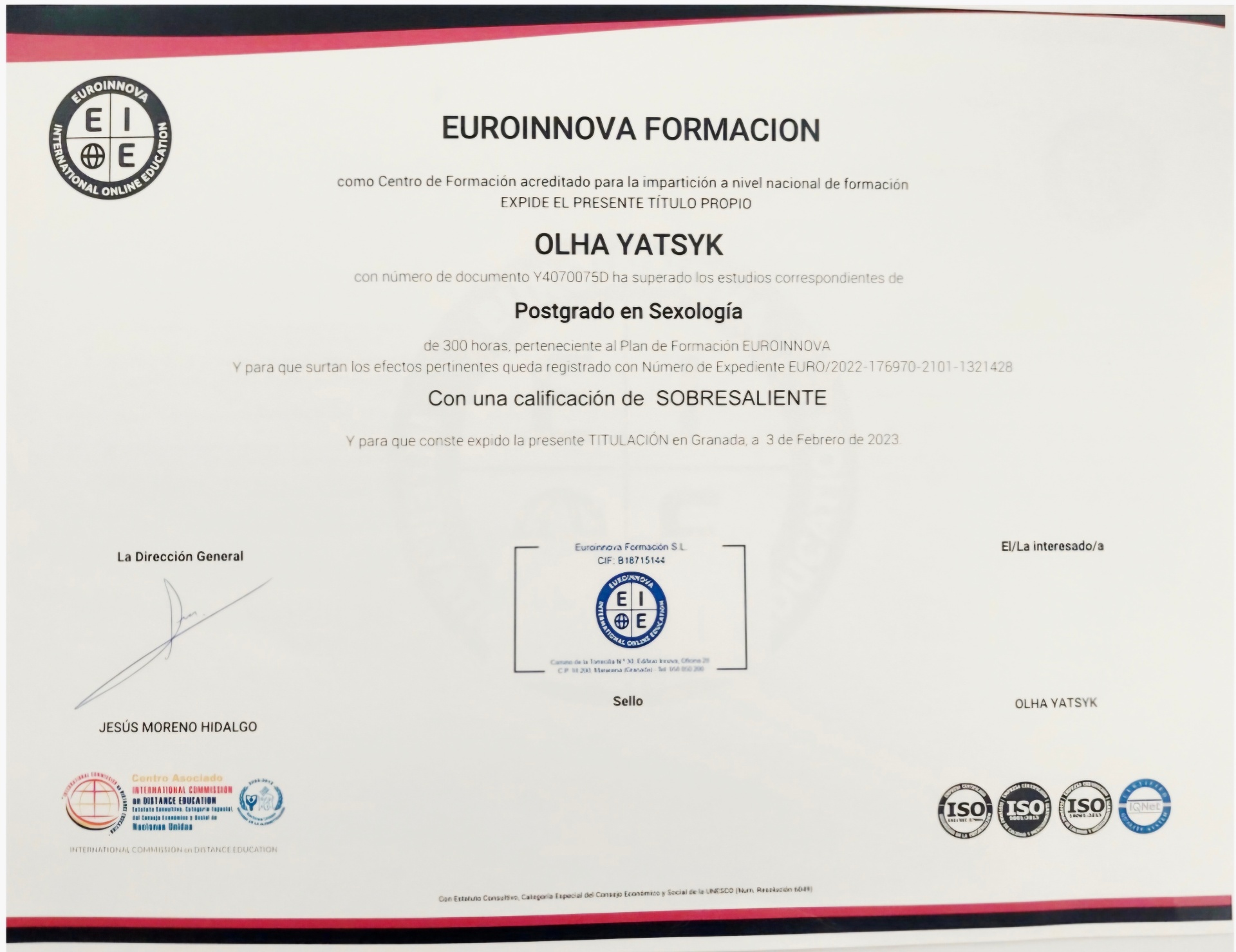 Título de Postgrado en Sexología